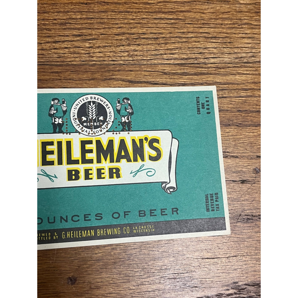 Vintage G. Heileman Brewing Co. LaCrosse Wisconsin IRTP Beer Bottle Label 32oz