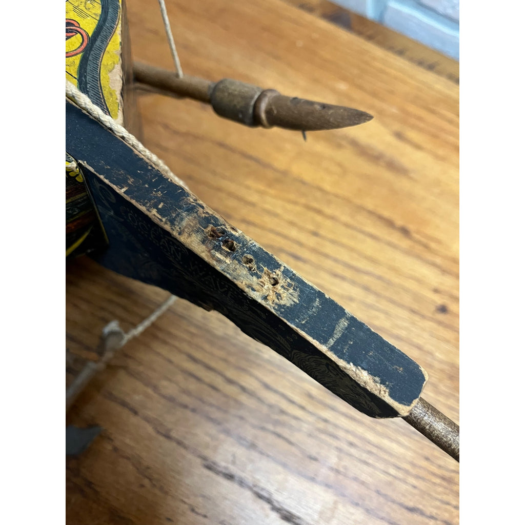 RARE Antique Reed Paper Lithograph + Wood Ocean Wave Leominster Sailing Ship Toy