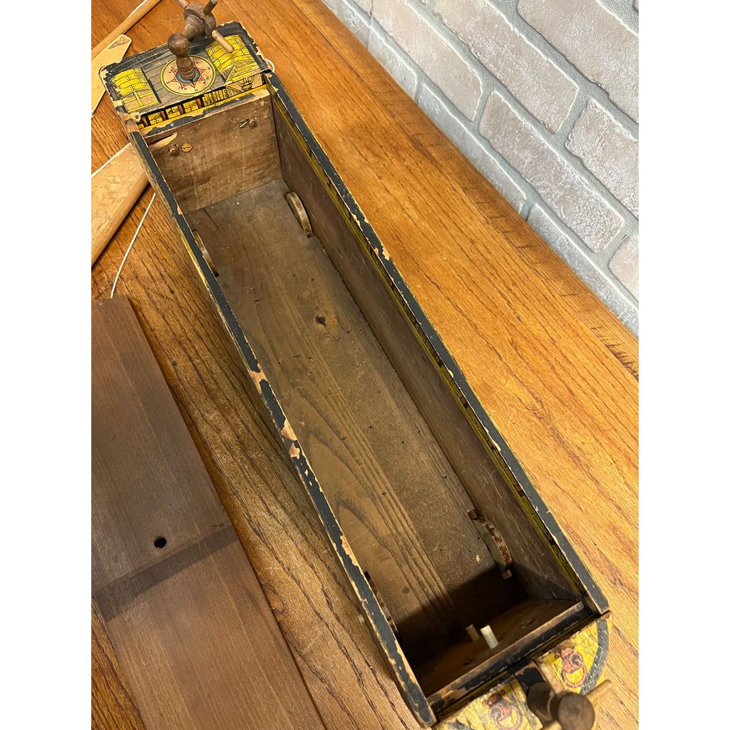 RARE Antique Reed Paper Lithograph + Wood Ocean Wave Leominster Sailing Ship Toy