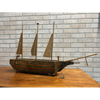RARE Antique Reed Paper Lithograph + Wood Ocean Wave Leominster Sailing Ship Toy