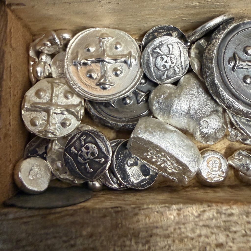 Pirate Treasure Chest W/ Real Pirate Money & 70 Grams of Silver