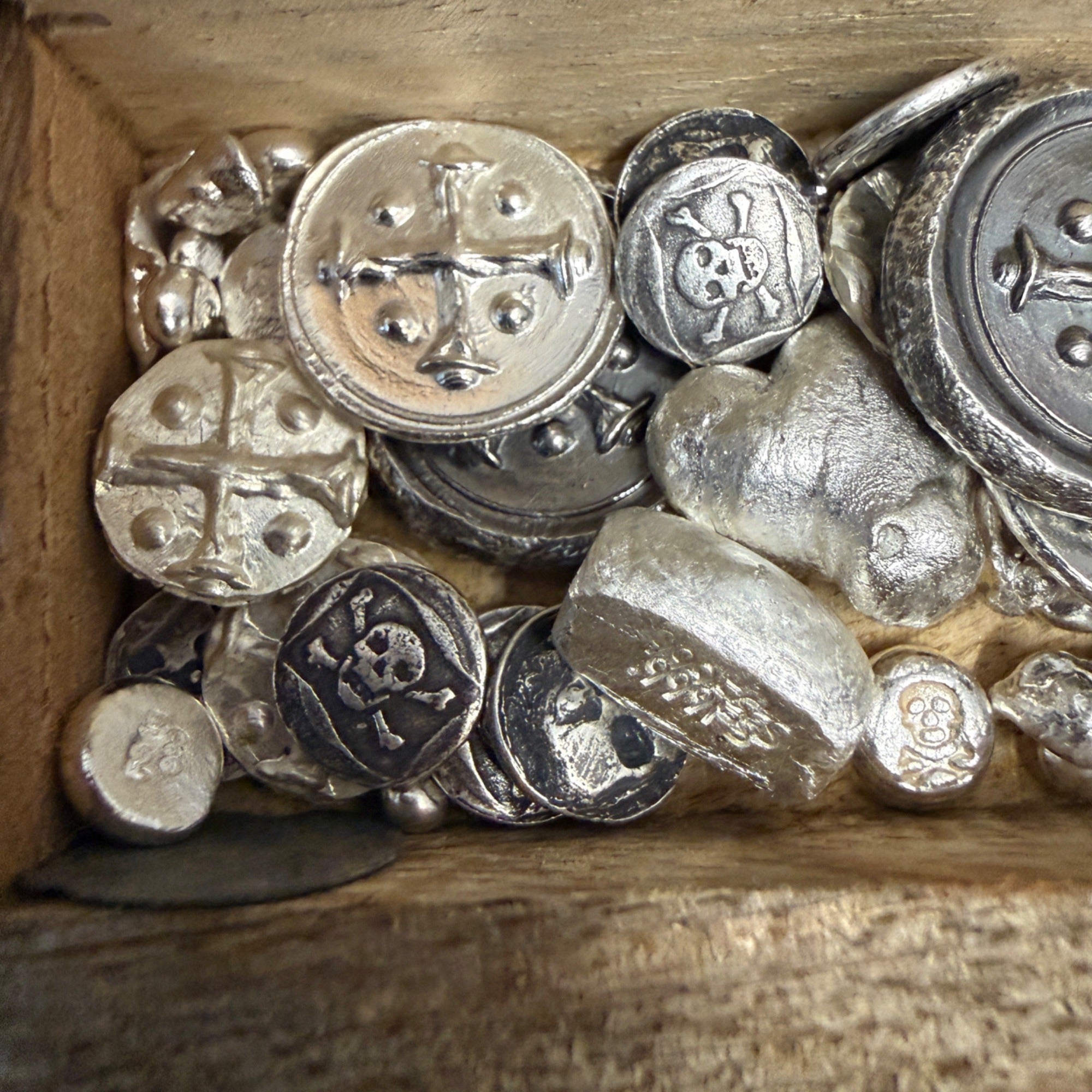 Pirate Treasure Chest W/ Real Pirate Money & 70 Grams of Silver