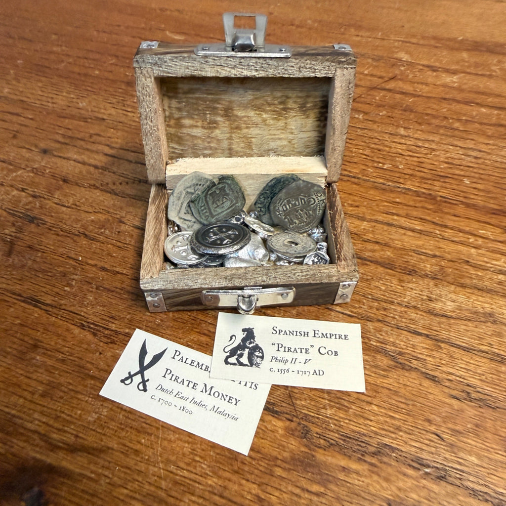 Pirate Treasure Chest W/ Real Pirate Money & 70 Grams of Silver