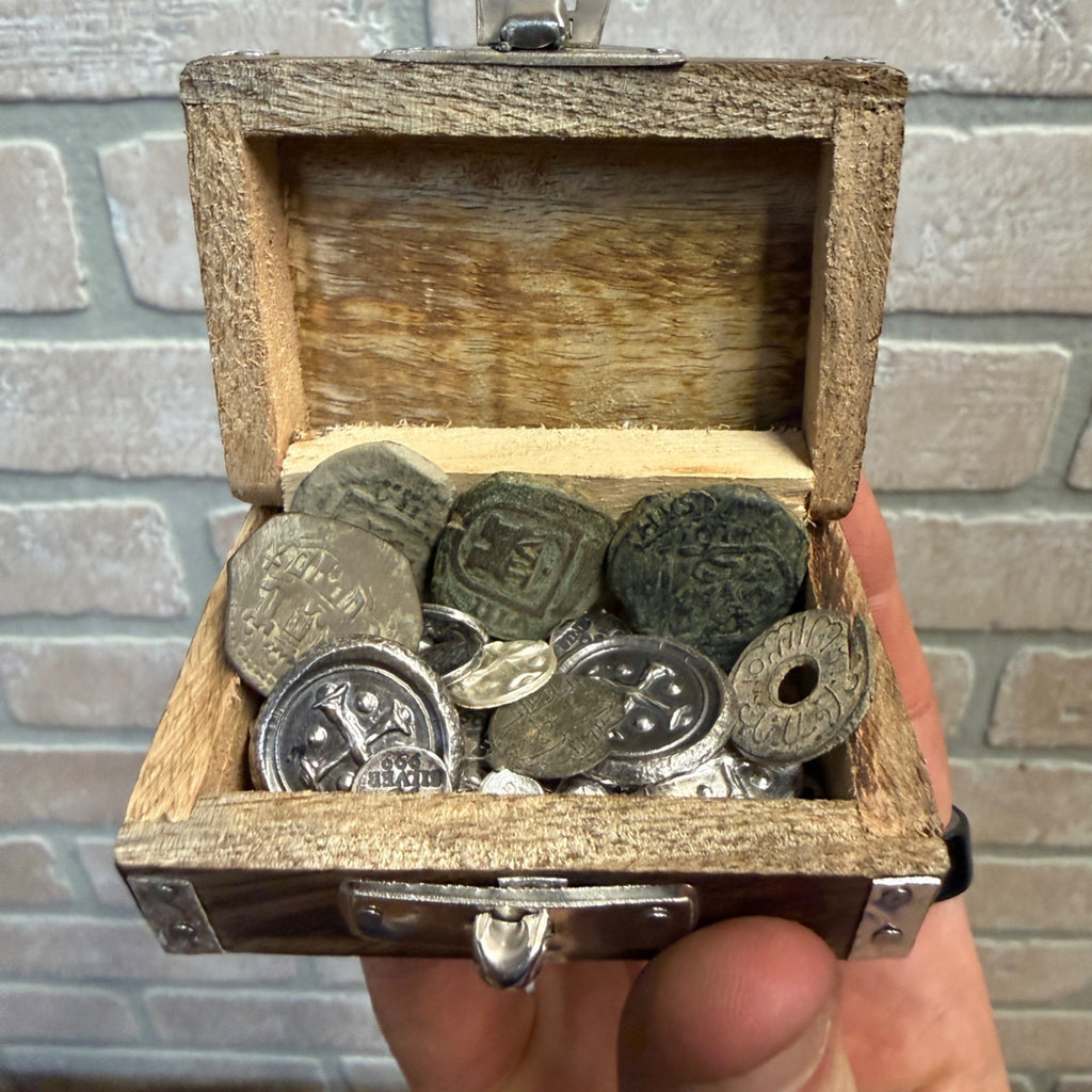 Pirate Treasure Chest W/ Real Pirate Money & 70 Grams of Silver