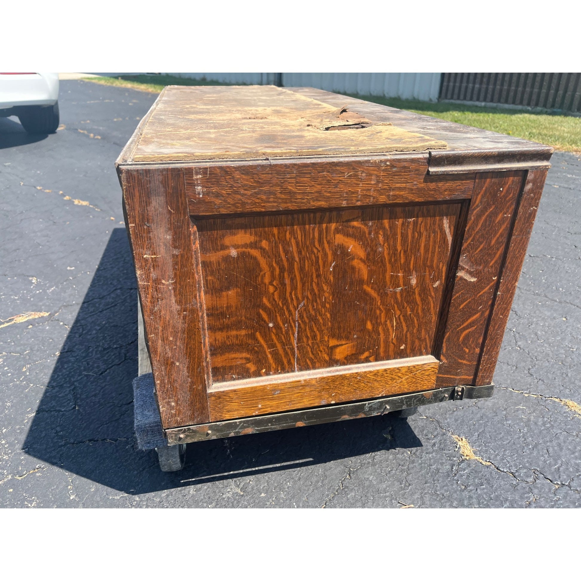 Vintage Ten Drawer Tabletop Oak Wooden Storage Cabinet Industrial