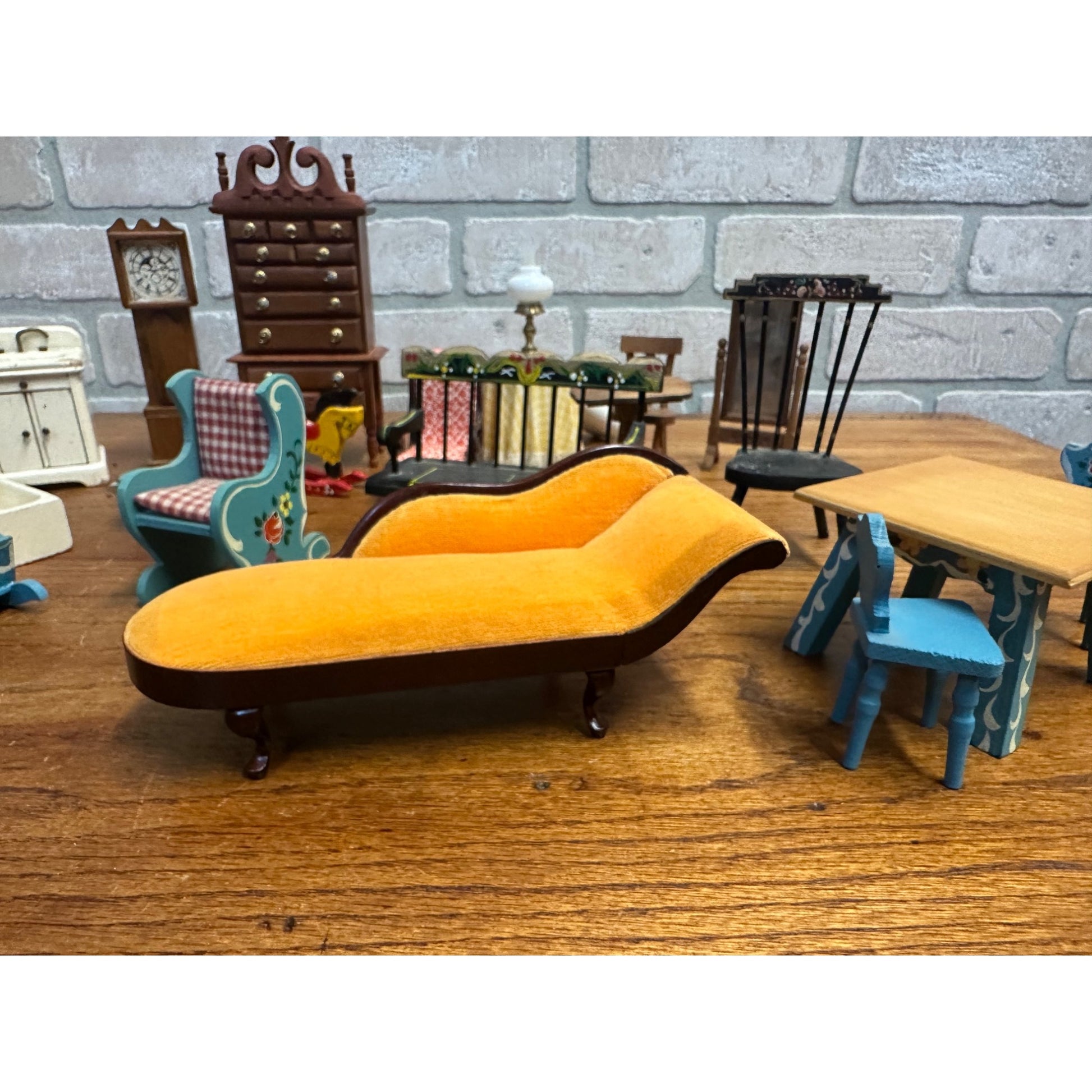 Vintage Dollhouse Furniture Lot 1:1 Scale Day Bed, Table, Highboy ++