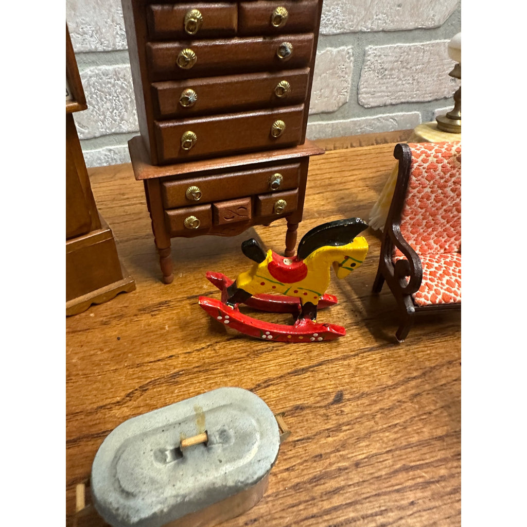 Vintage Dollhouse Furniture Lot 1:1 Scale Day Bed, Table, Highboy ++