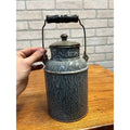 Antique Primitive Grey Graniteware Enamelware Cream Milk Can Pail Farmhouse Kitchen Decor