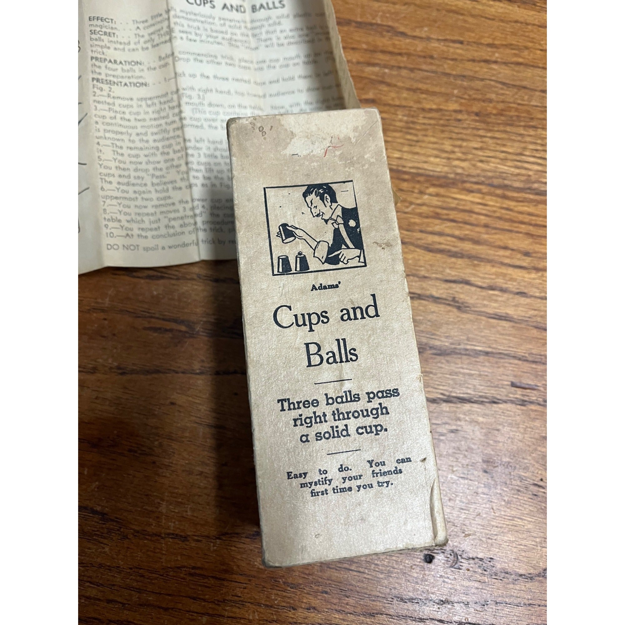 Vintage Adams’ Cups and Balls Magic Trick in Original Box Game Surprise Joke