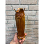 Vintage Mid-Century Hand Turned Carved Applewood Flower Vase 9"