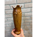Vintage Mid-Century Hand Turned Carved Applewood Flower Vase 9"