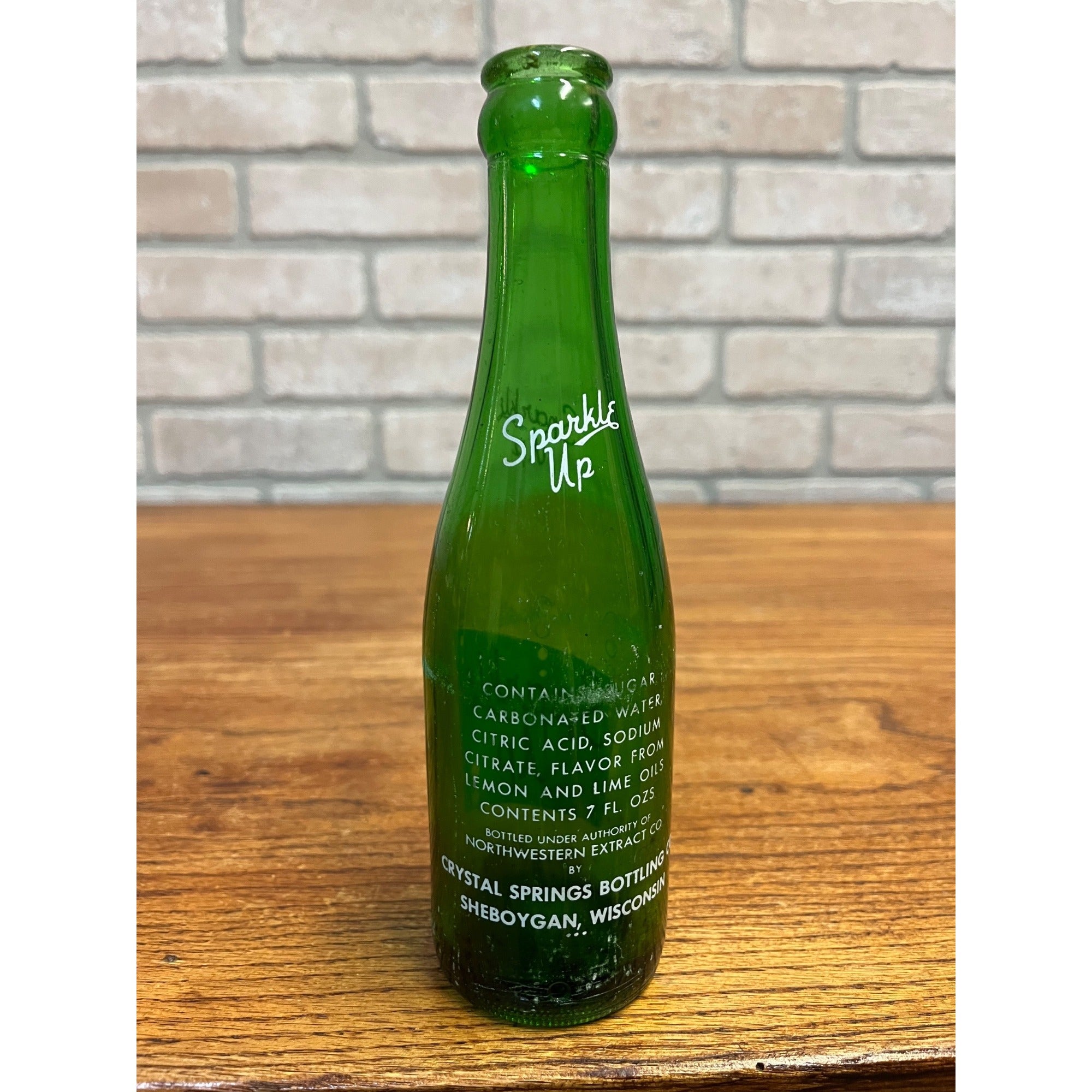 Vintage Sparkle Up ACL Soda Bottle Crystal Springs Bottling Co. Sheboygan, WI