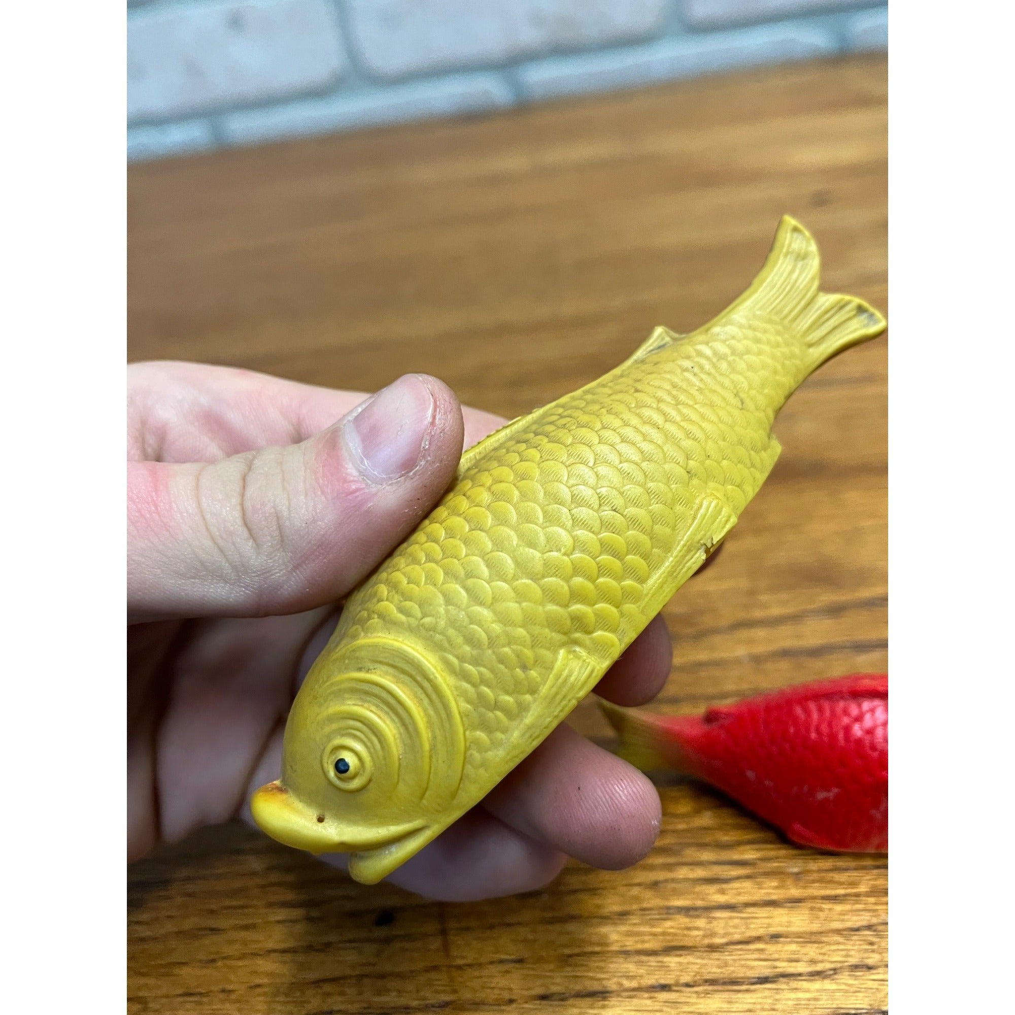 Vintage Fish Celluloid Toy Christmas Putz Decoration Train Display Lot (2)