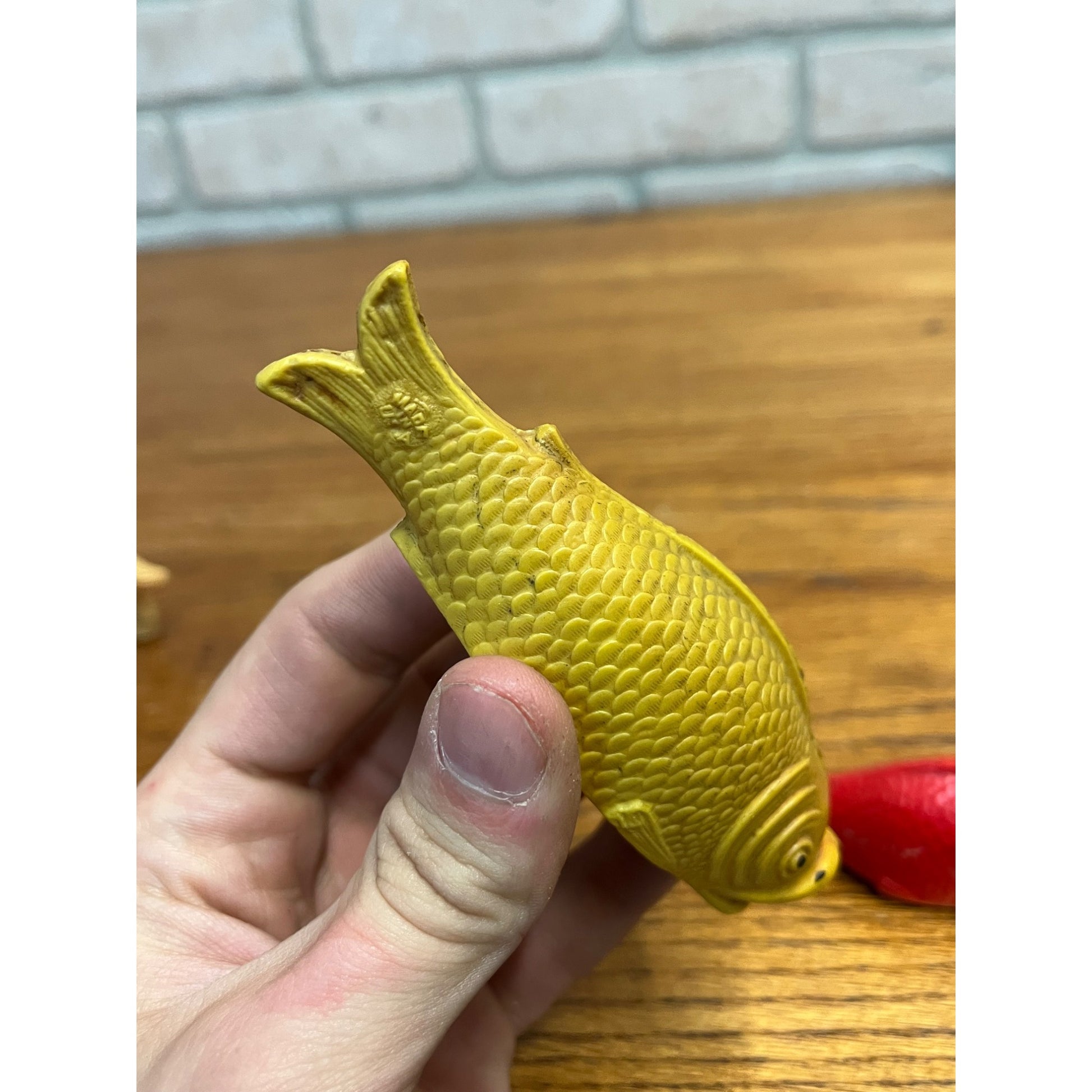 Vintage Fish Celluloid Toy Christmas Putz Decoration Train Display Lot (2)