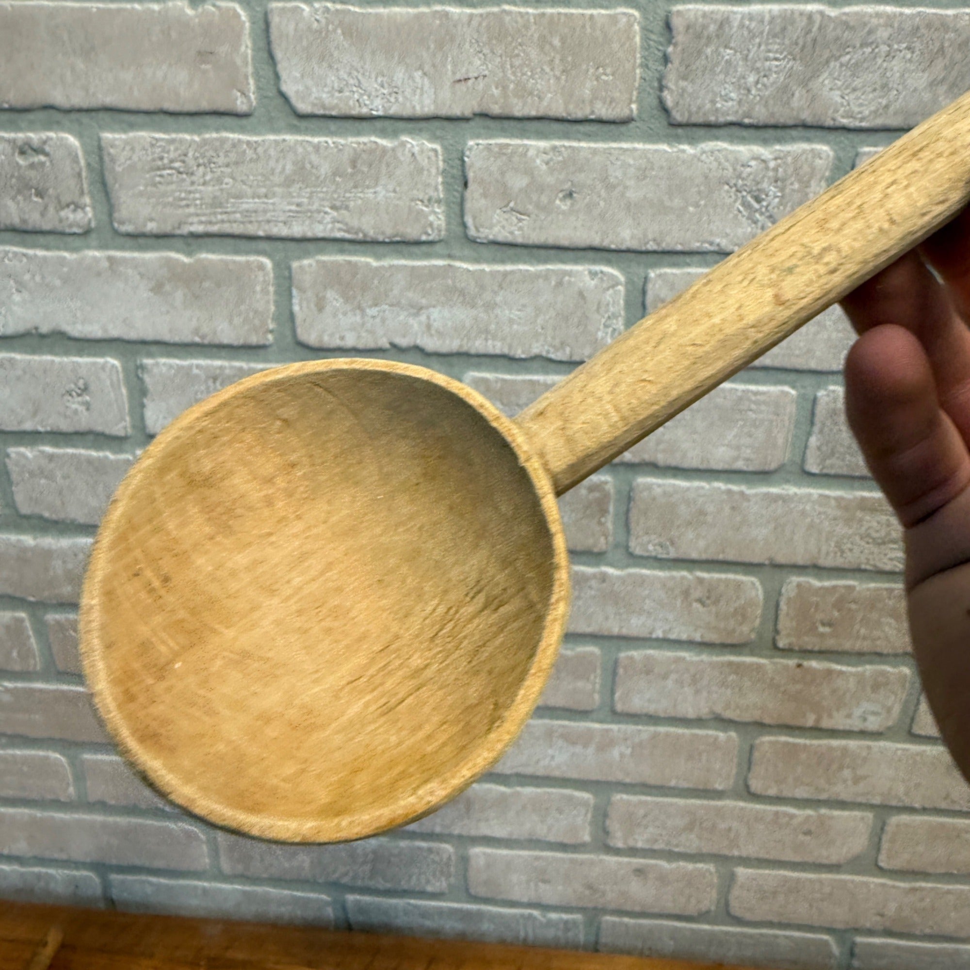 Vintage Hand-Carved Wooden Spoon With Curved End for Hanging Primitive Kitchen Decor