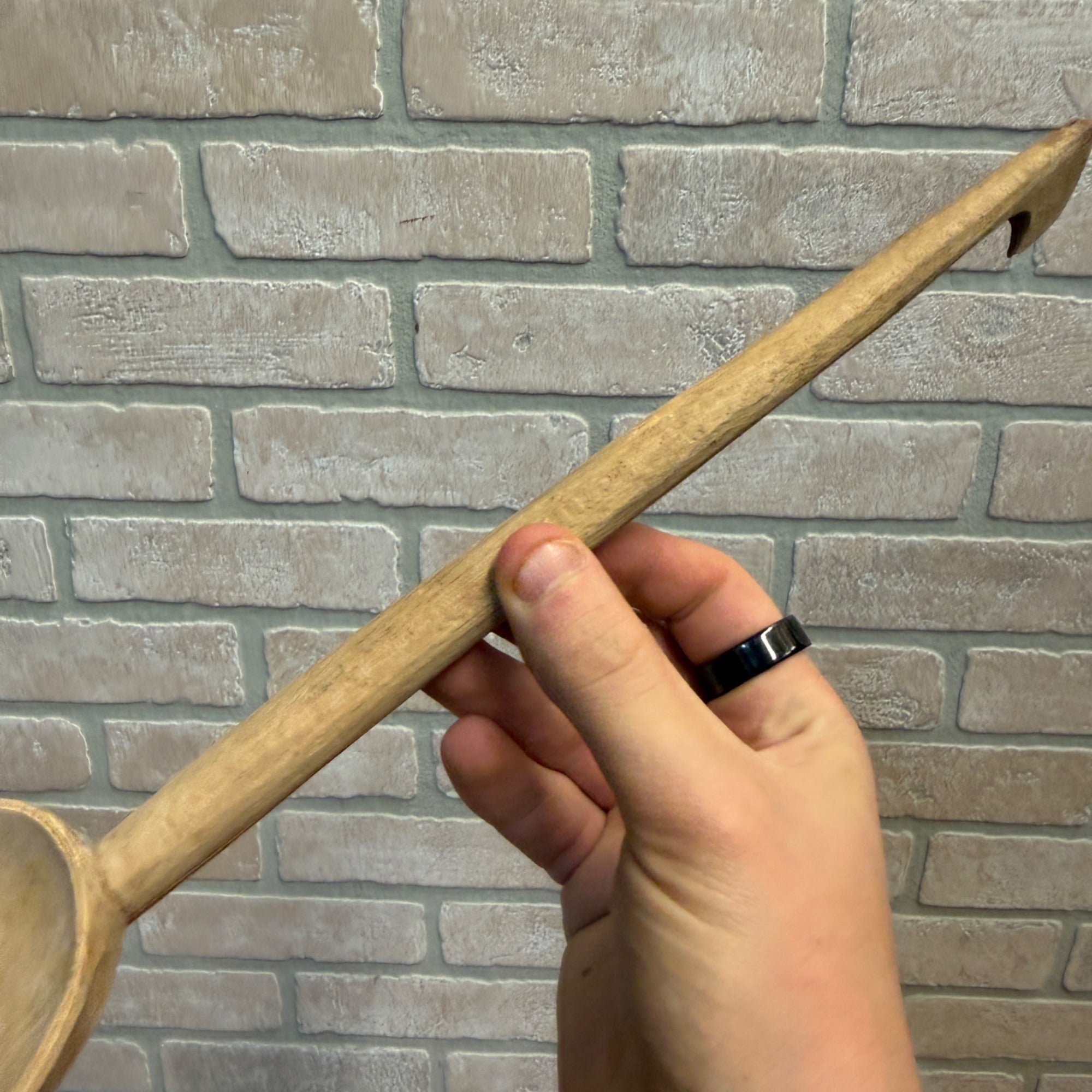 Vintage Hand-Carved Wooden Spoon With Curved End for Hanging Primitive Kitchen Decor