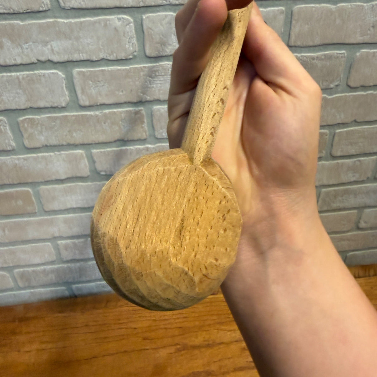 Vintage Hand-Carved Wooden Spoon With Curved End for Hanging Primitive Kitchen Decor