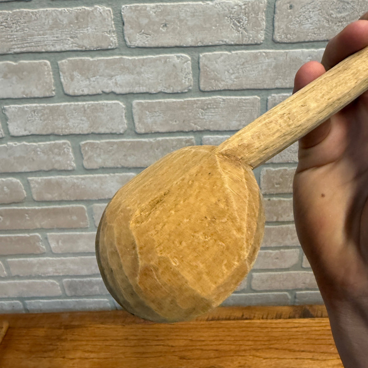 Vintage Hand-Carved Wooden Spoon With Curved End for Hanging Primitive Kitchen Decor