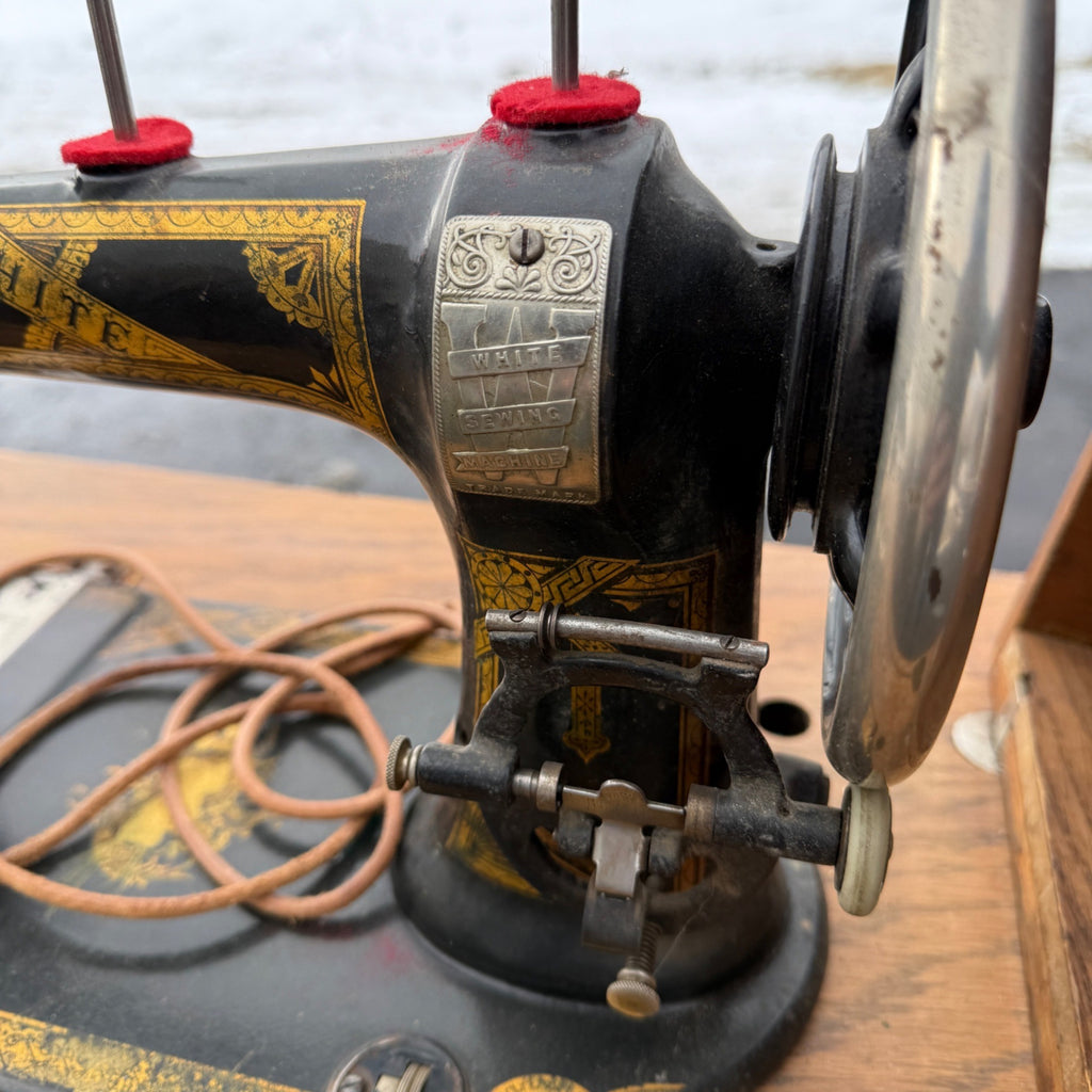 Antique White Sewing Machine Co Cabinet w/ Base As- Is