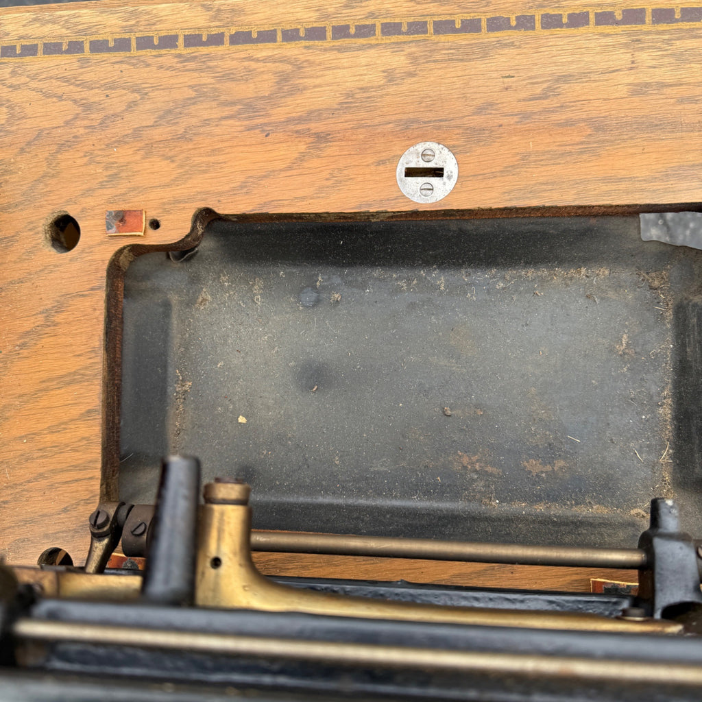 Antique White Sewing Machine Co Cabinet w/ Base As- Is