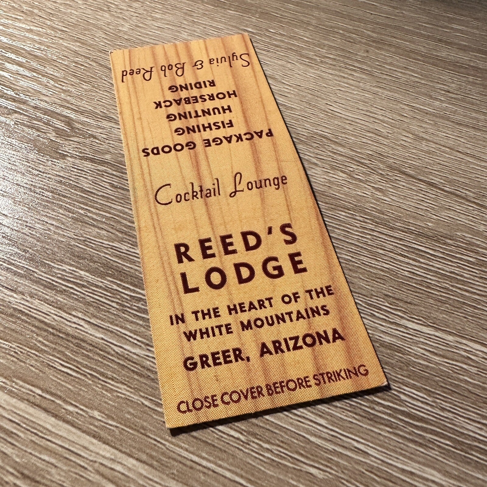 Vintage Reeds Lodge Greer Arizona Cocktails Bar Advertising Matchbook