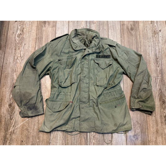 Vintage 1960s US Army M65 Field Jacket Coat w/ Liner Used Distressed Mens