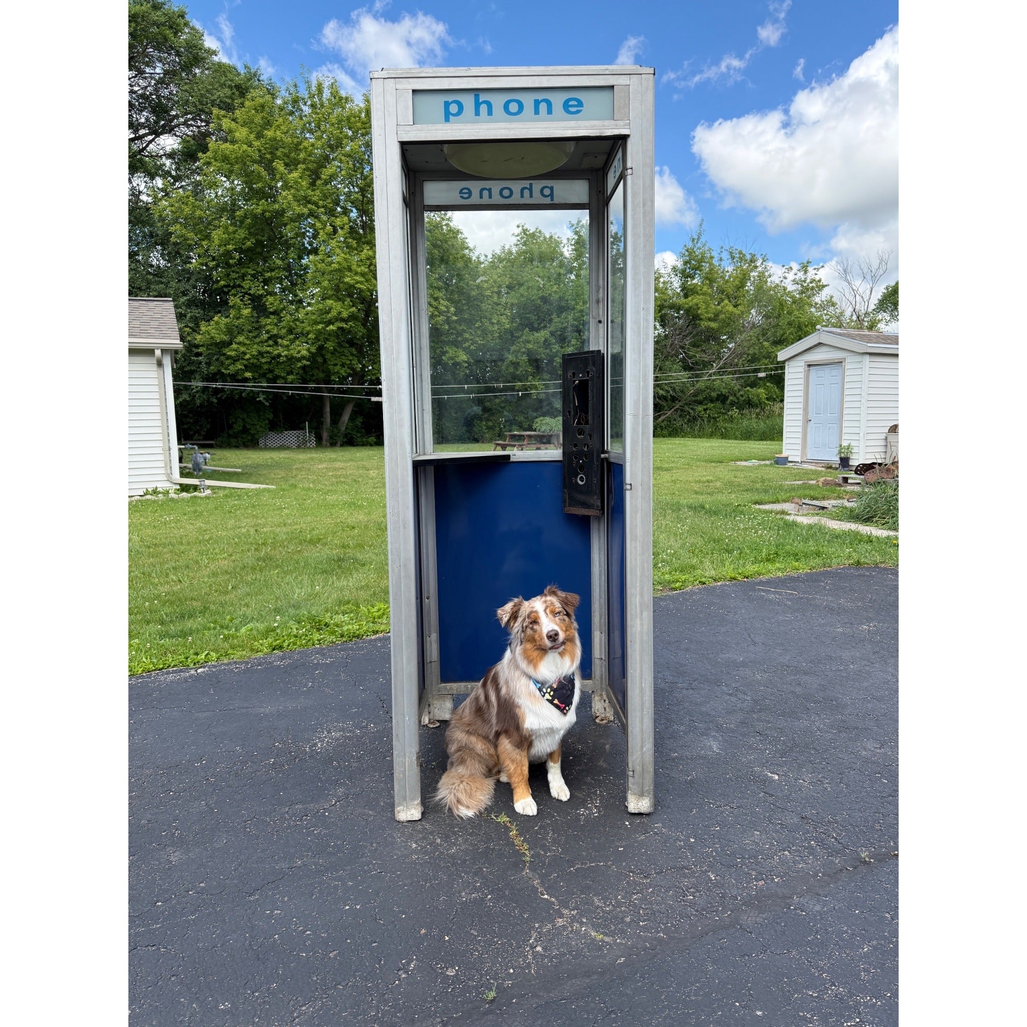 Vintage Chicago Phone Booth Blue and Silver Metal Side Panels  - No Phone