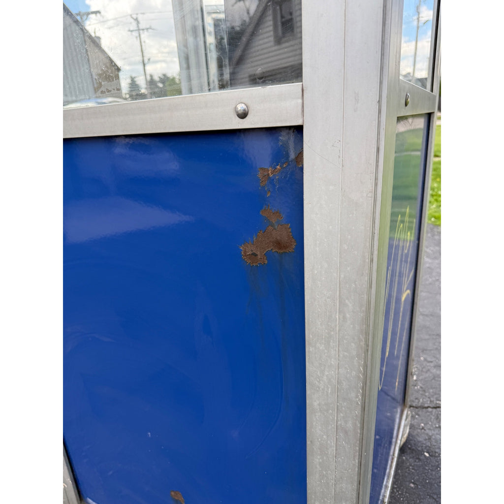 Vintage Chicago Phone Booth Blue and Silver Metal Side Panels  - No Phone