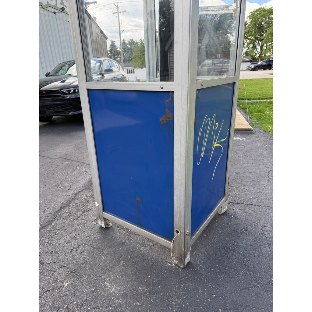 Vintage Chicago Phone Booth Blue and Silver Metal Side Panels  - No Phone