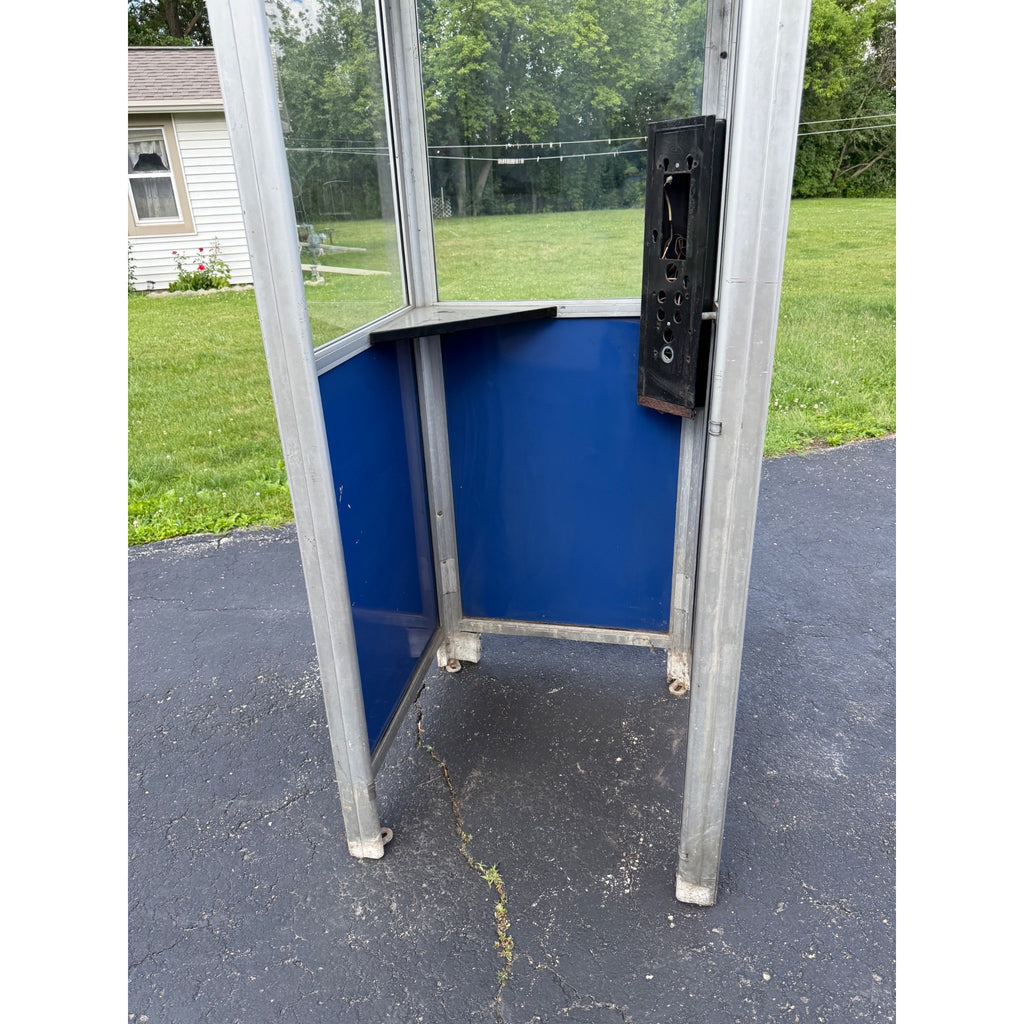 Vintage Chicago Phone Booth Blue and Silver Metal Side Panels  - No Phone