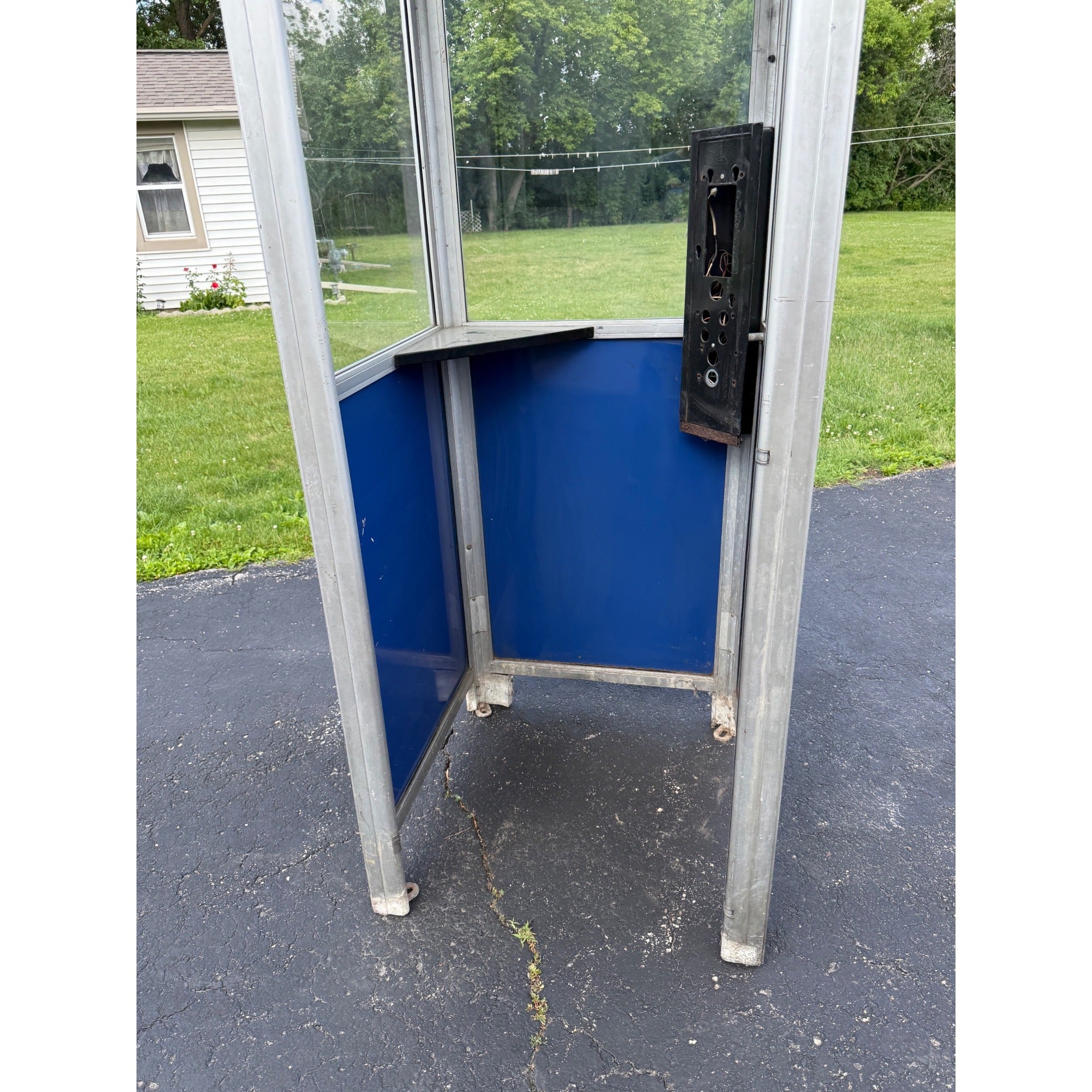Vintage Chicago Phone Booth Blue and Silver Metal Side Panels  - No Phone
