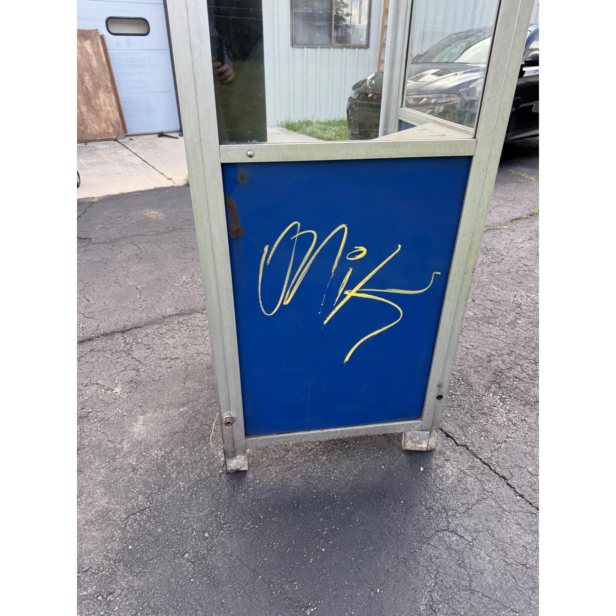 Vintage Chicago Phone Booth Blue and Silver Metal Side Panels  - No Phone