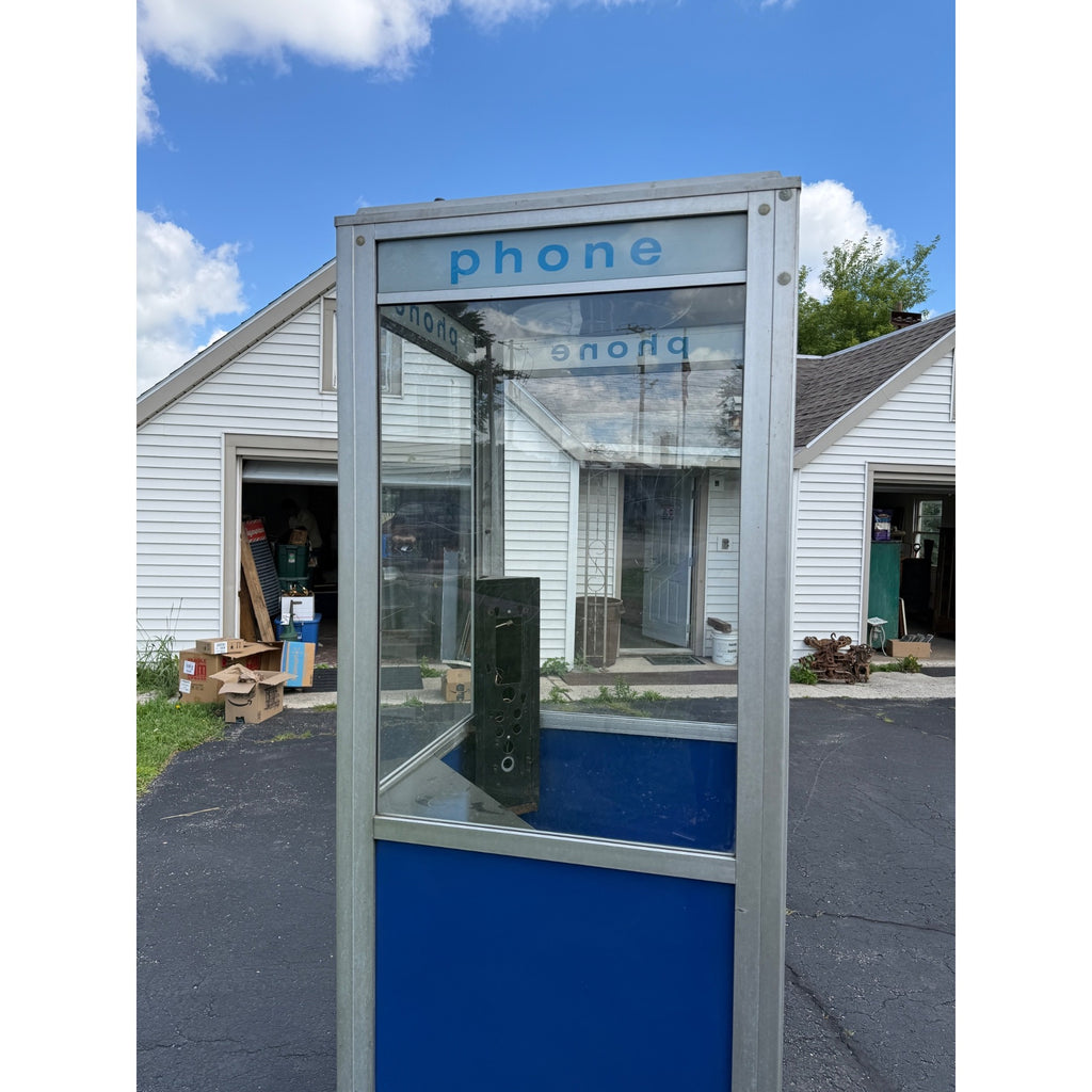 Vintage Chicago Phone Booth Blue and Silver Metal Side Panels  - No Phone