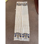 Antique Hand Embroidered Linen Table Runner Arts & Crafts Folk Art Floral William Morris