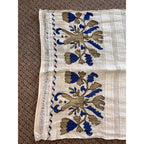 Antique Hand Embroidered Linen Table Runner Arts & Crafts Folk Art Floral William Morris