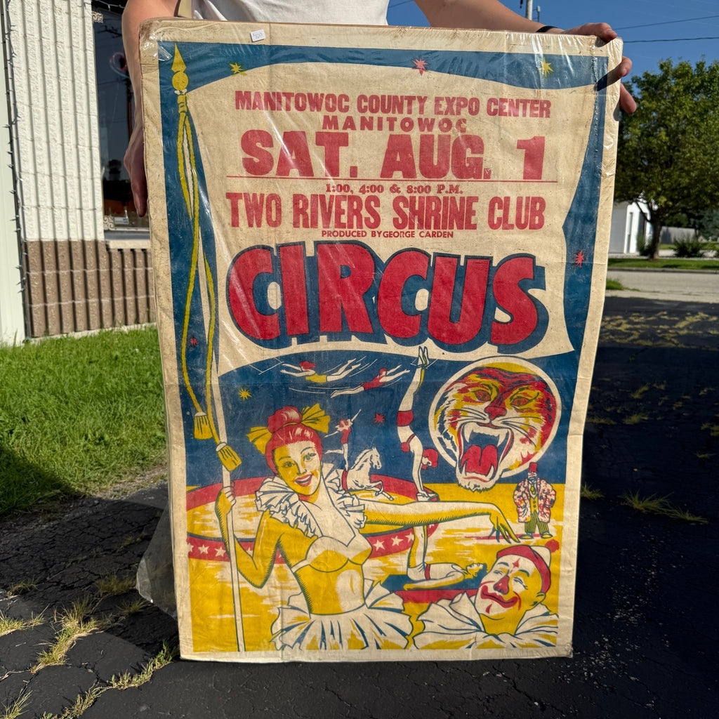 Vintage 1970s Two Rivers Shrine Club Circus Poster Manitowoc Expo