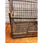 Antique Victorian Dome-Top Birdcage Wood Metal Wire Rustic Primitive Decor