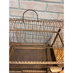 Antique Victorian Dome-Top Birdcage Wood Metal Wire Rustic Primitive Decor