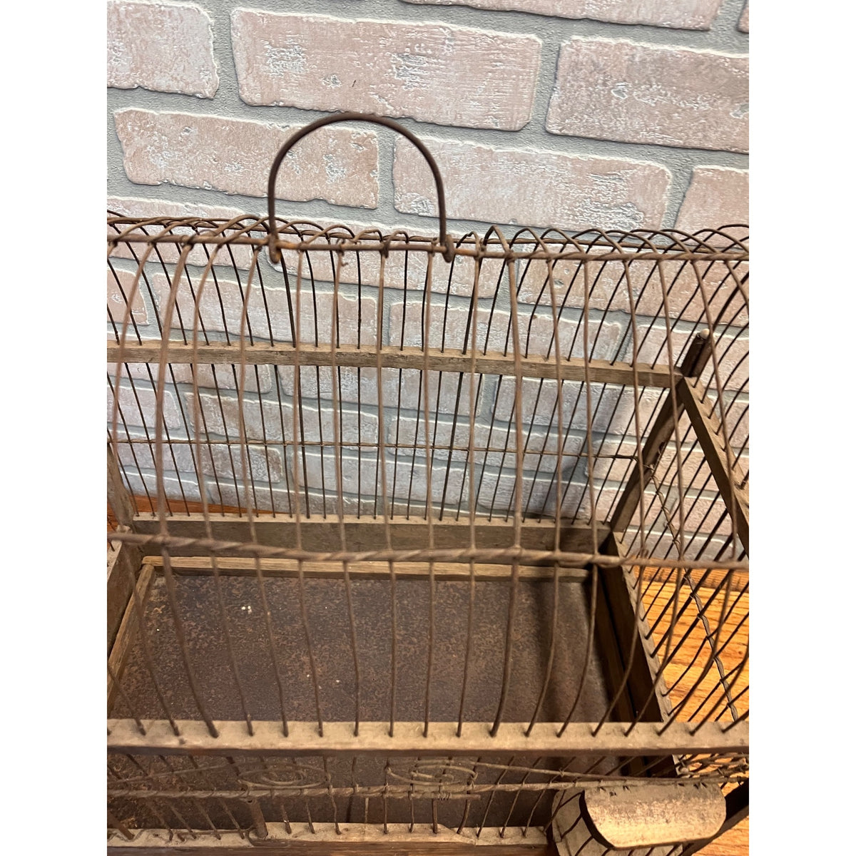 Antique Victorian Dome-Top Birdcage Wood Metal Wire Rustic Primitive Decor