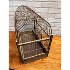Antique Victorian Dome-Top Birdcage Wood Metal Wire Rustic Primitive Decor