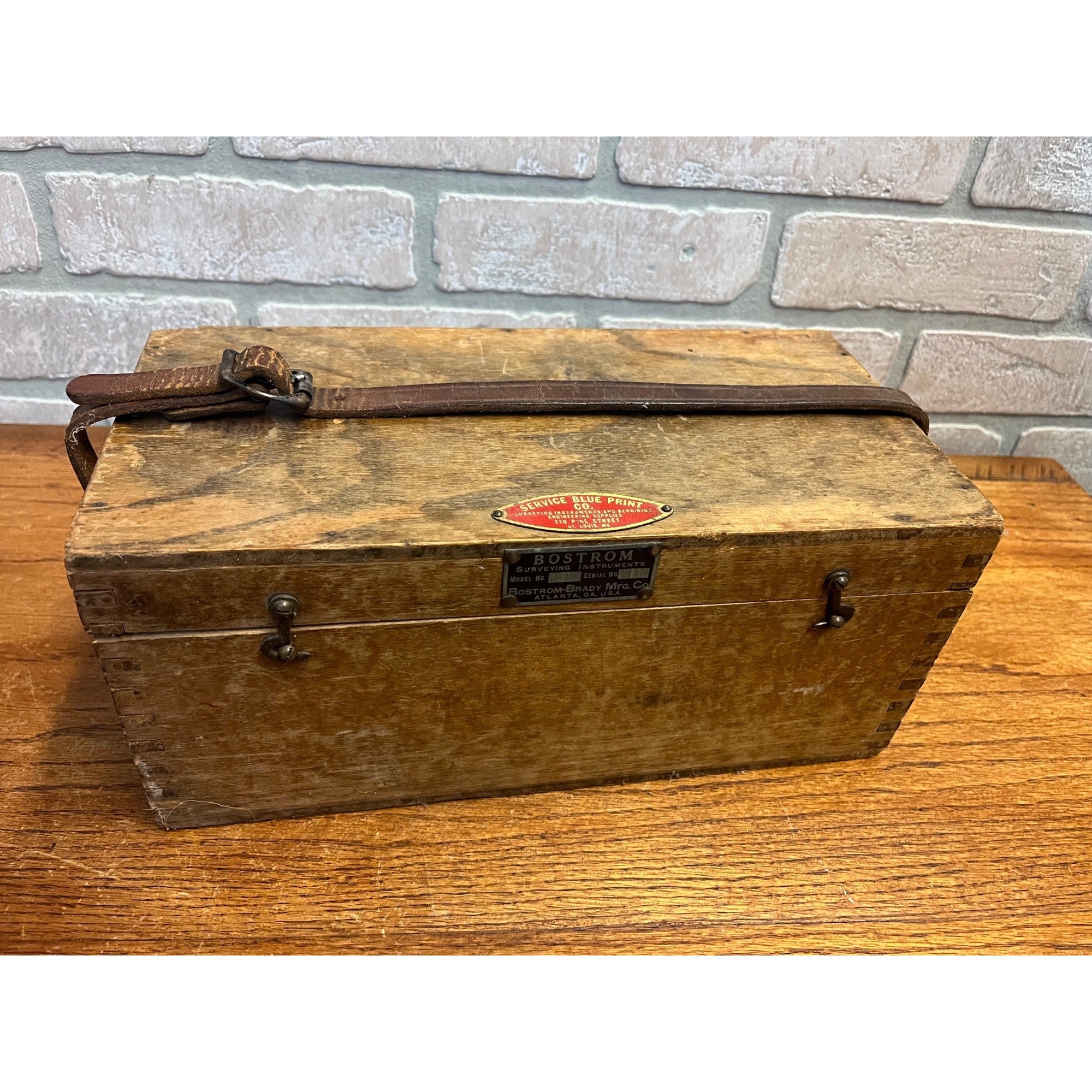 Vintage Bostrom Brady Surveying Instrument Model #4 w/ Wooden Box Case Antique