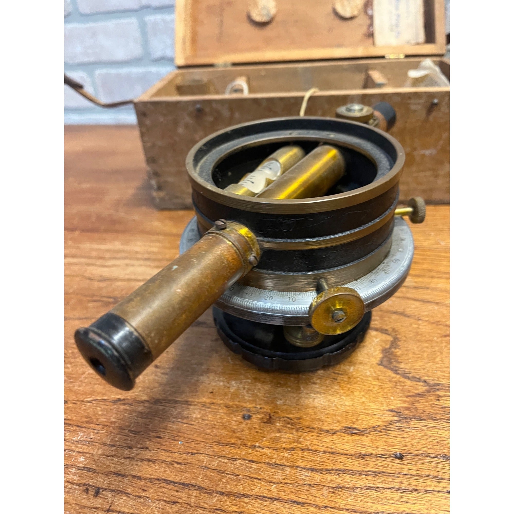 Vintage Bostrom Brady Surveying Instrument Model #4 w/ Wooden Box Case Antique
