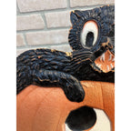 Antique 1920s German Halloween Diecut Black Cat & JOL Large Wall Decor 14"