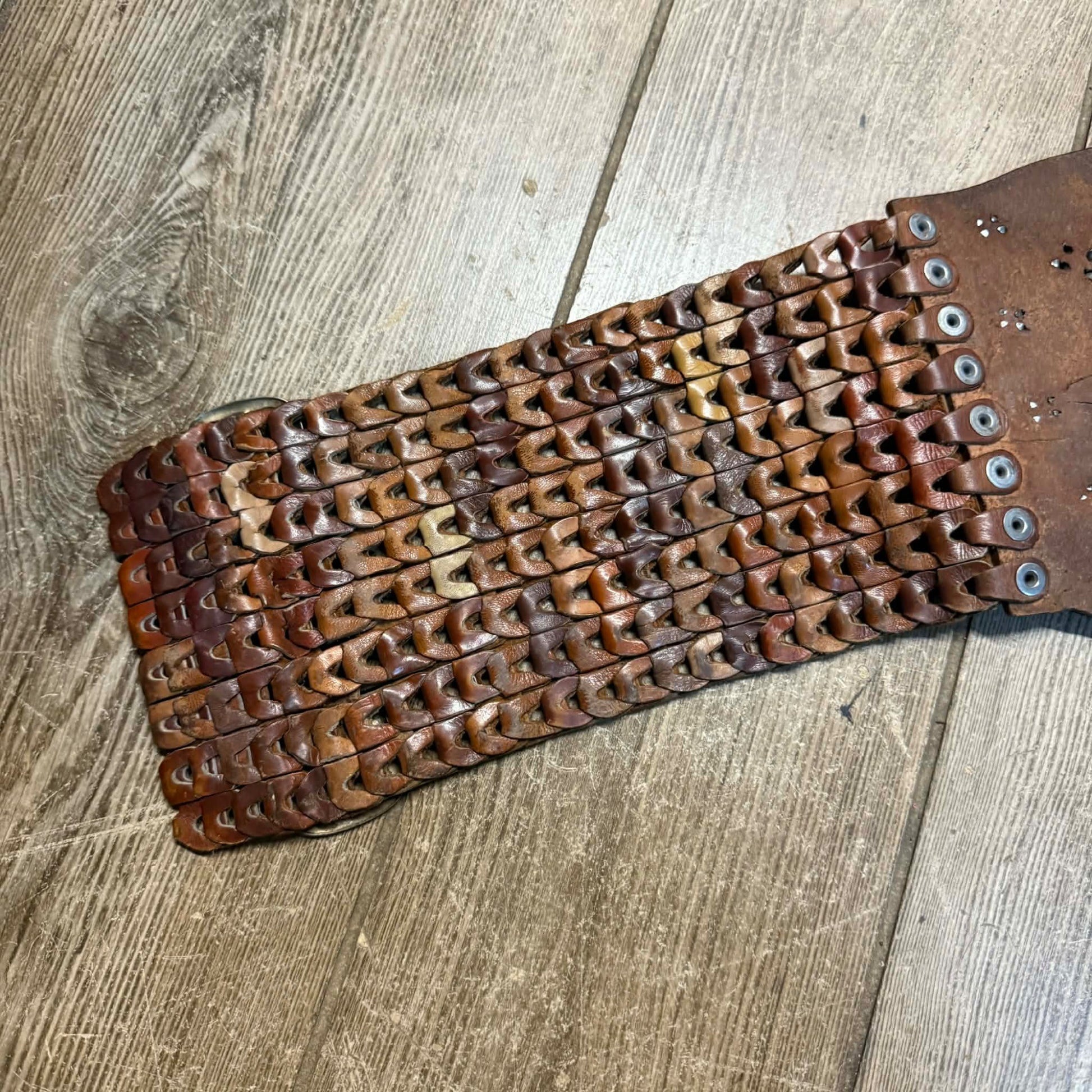 Original Vintage 1930s Leather Motorcycle Kidney Belts Folk Art Americana Garage