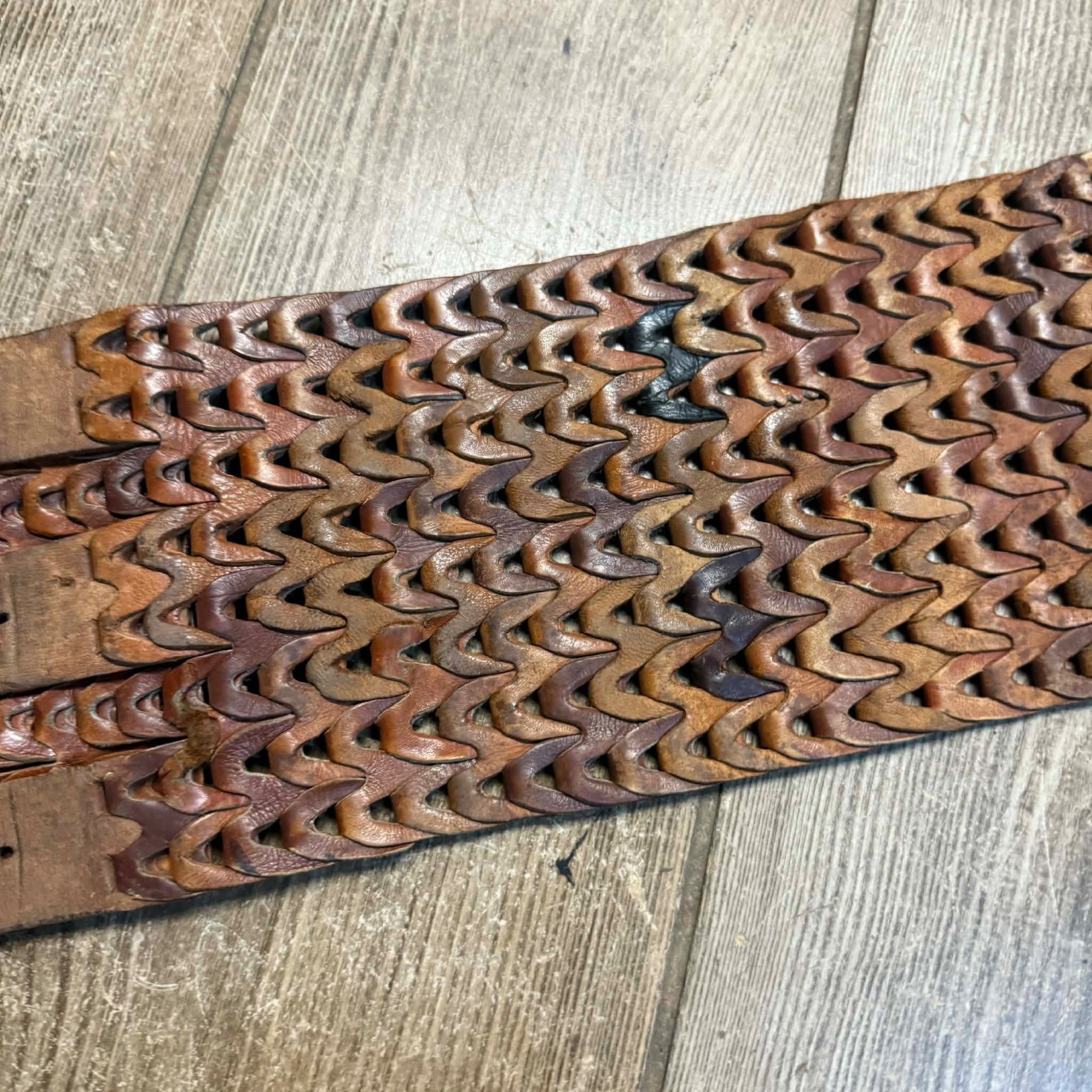 Original Vintage 1930s Leather Motorcycle Kidney Belts Folk Art Americana Garage