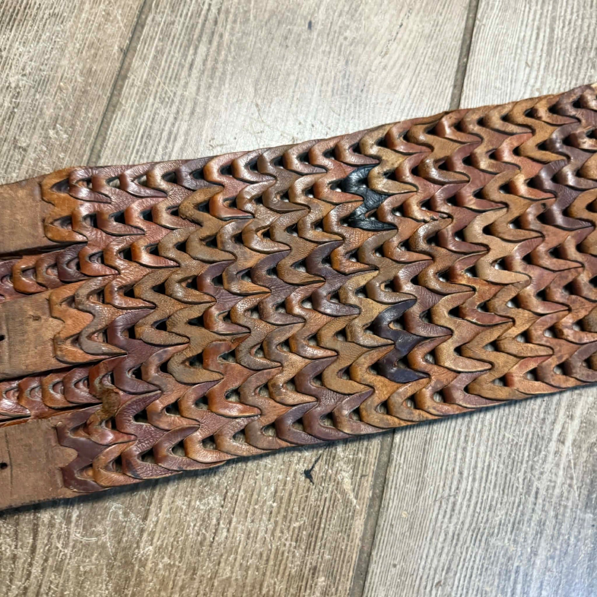 Original Vintage 1930s Leather Motorcycle Kidney Belts Folk Art Americana Garage