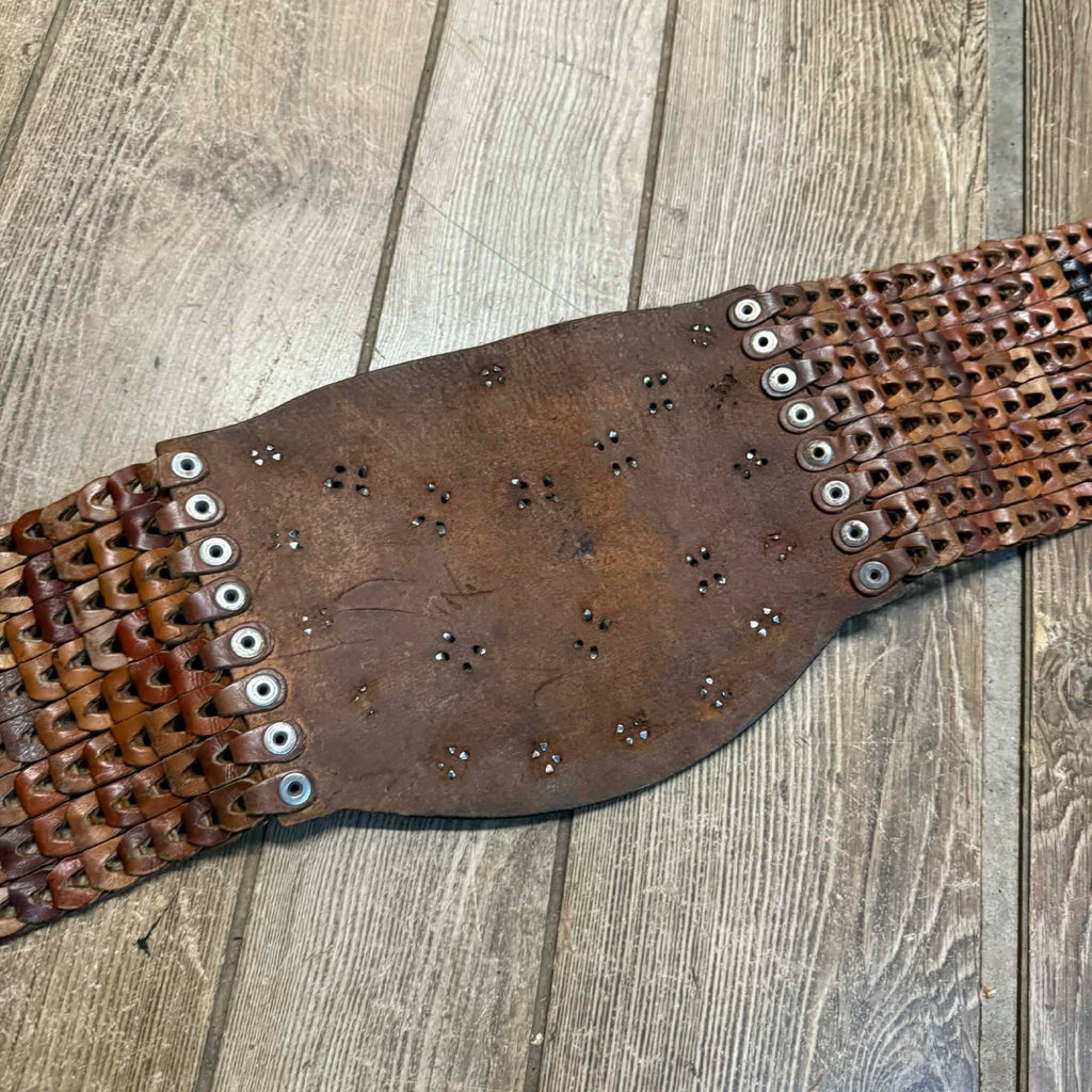 Original Vintage 1930s Leather Motorcycle Kidney Belts Folk Art Americana Garage