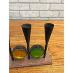 Vintage MCM 1960s Bo Svensk Swedish Art Glass Candle Holder Candelabra
