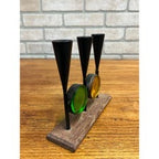 Vintage MCM 1960s Bo Svensk Swedish Art Glass Candle Holder Candelabra