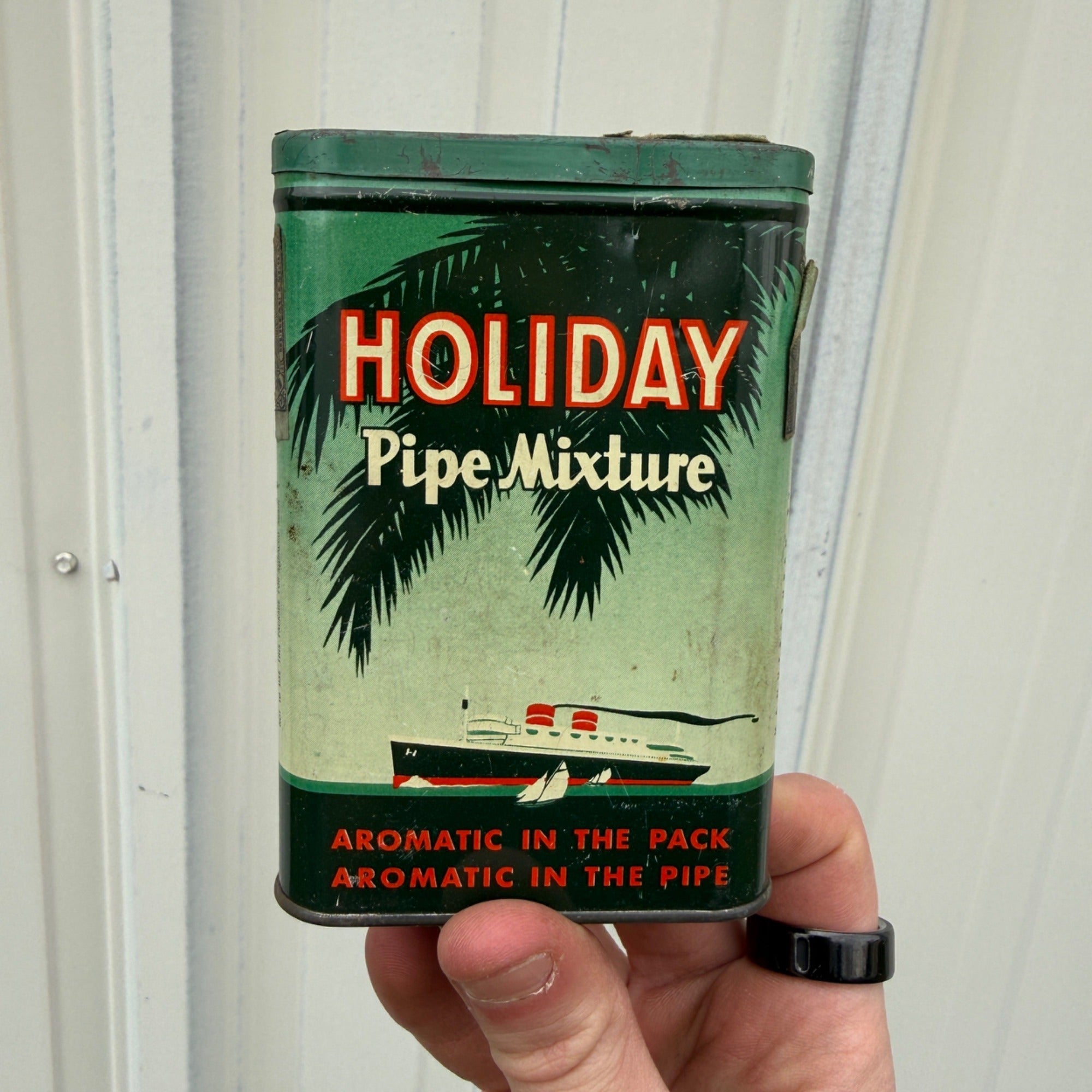 Vintage Holiday Smoking Tobacco Empty Vertical Pocket Tin Advertising Cigarettes
